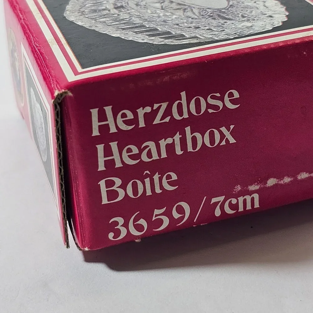Vintage Hofbauer Leaded Glass Crystal Heart Trinket Jewelry Box 2.5 inch